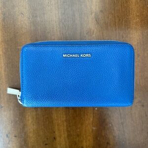 Michael Kors Vibrant Blue Zip-Around Wallet